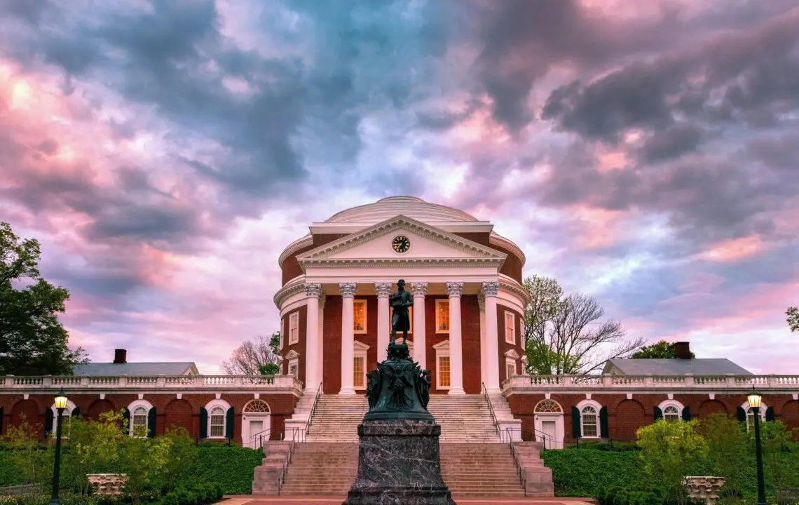 Graduation at the University of Virginia has students walking across the historic Lawn