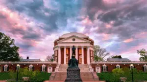 Graduation at the University of Virginia has students walking across the historic Lawn